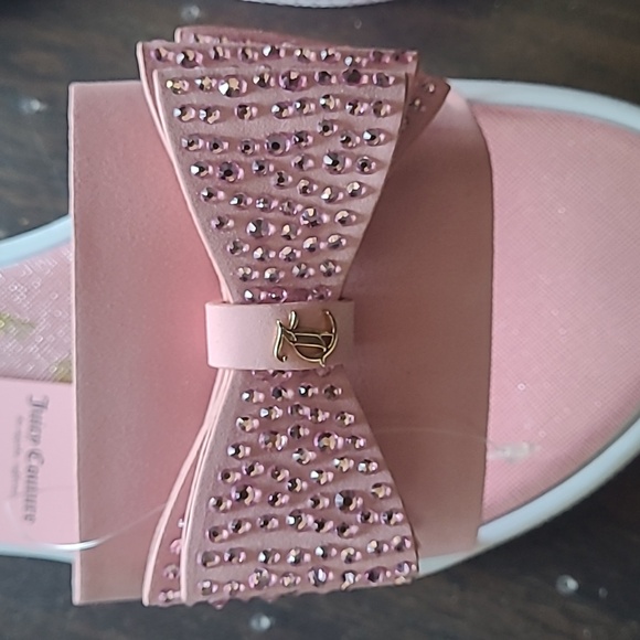 💕HP💕Juicy Couture Pink Rhinestone Bow Sandals - Size 10 - Picture 4 of 12